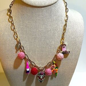 Betsey Johnson Hola To Love Cowgirl Charm Necklace Pink New